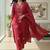 Womens maroon self design cotton fabric kurta set 3/4 sleeves v-neck