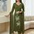 Womens olive self design cotton fabric kurta set 3/4 sleeves round neck