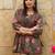 Womens green self design cotton fabric kurtis 3/4 sleeves boat neck