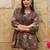 Womens green self design cotton fabric kurtis 3/4 sleeves boat neck