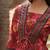 Womens red self design cotton fabric kurtis 3/4 sleeves boat neck