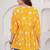 Womens yellow self design cotton fabric kurtis 3/4 sleeves v-neck