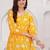 Womens yellow self design cotton fabric kurtis 3/4 sleeves v-neck