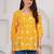 Womens yellow self design cotton fabric kurtis 3/4 sleeves v-neck