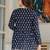 Womens navy blue self design cotton fabric kurtis 3/4 sleeves v-neck