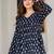 Womens navy blue self design cotton fabric kurtis 3/4 sleeves v-neck