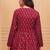 Womens red self design cotton fabric kurtis 3/4 sleeves v-neck