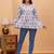 Womens white self design cotton fabric kurtis 3/4 sleeves v-neck