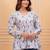 Womens white self design cotton fabric kurtis 3/4 sleeves v-neck