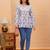 Womens white self design cotton fabric kurtis 3/4 sleeves v-neck