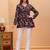 Womens black self design cotton fabric kurtis 3/4 sleeves v-neck
