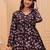 Womens black self design cotton fabric kurtis 3/4 sleeves v-neck