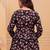 Womens black self design cotton fabric kurtis 3/4 sleeves v-neck