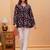 Womens black self design cotton fabric kurtis 3/4 sleeves v-neck