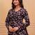 Womens black self design cotton fabric kurtis 3/4 sleeves v-neck