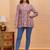 Womens grey self design cotton fabric kurtis 3/4 sleeves v-neck