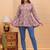 Womens grey self design cotton fabric kurtis 3/4 sleeves v-neck