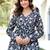 Womens black self design cotton fabric kurtis 3/4 sleeves v-neck