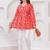 Womens red self design cotton fabric kurtis 3/4 sleeves v-neck