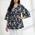 Womens black self design cotton fabric kurtis 3/4 sleeves v-neck