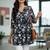 Womens black self design cotton fabric kurtis 3/4 sleeves v-neck