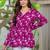 Womens purple self design cotton fabric kurtis 3/4 sleeves v-neck