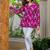 Womens purple self design cotton fabric kurtis 3/4 sleeves v-neck