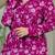 Womens purple self design cotton fabric kurtis 3/4 sleeves v-neck
