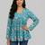 Womens teal self design cotton fabric kurtis 3/4 sleeves v-neck