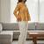 Womens yellow self design cotton fabric kurtis 3/4 sleeves v-neck