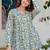 Womens teal self design cotton fabric kurtis 3/4 sleeves v-neck
