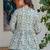 Womens teal self design cotton fabric kurtis 3/4 sleeves v-neck