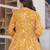 Womens yellow self design cotton fabric kurtis 3/4 sleeves v-neck