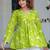 Womens lime green self design cotton fabric kurtis 3/4 sleeves v-neck