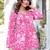 Womens pink self design cotton fabric kurtis 3/4 sleeves v-neck