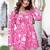 Womens pink self design cotton fabric kurtis 3/4 sleeves v-neck