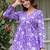 Womens purple self design cotton fabric kurtis 3/4 sleeves v-neck