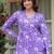 Womens purple self design cotton fabric kurtis 3/4 sleeves v-neck