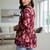 Womens maroon self design cotton fabric kurtis 3/4 sleeves v-neck