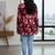 Womens maroon self design cotton fabric kurtis 3/4 sleeves v-neck