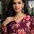 Womens maroon self design cotton fabric kurtis 3/4 sleeves v-neck