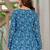 Womens blue self design cotton fabric kurtis 3/4 sleeves v-neck