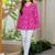 Womens pink self design cotton fabric kurtis 3/4 sleeves v-neck