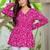 Womens pink self design cotton fabric kurtis 3/4 sleeves v-neck