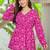 Womens pink self design cotton fabric kurtis 3/4 sleeves v-neck