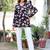 Womens black self design cotton fabric kurtis 3/4 sleeves v-neck