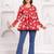 Womens red self design cotton fabric kurtis 3/4 sleeves v-neck