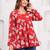 Womens red self design cotton fabric kurtis 3/4 sleeves v-neck