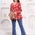 Womens red self design cotton fabric kurtis 3/4 sleeves v-neck