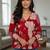 Womens red self design cotton fabric kurtis 3/4 sleeves v-neck